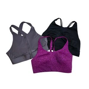 Athleta Fabletics Victorias Secret Sports Bra Bundle Purple Grey Black 36D XL L